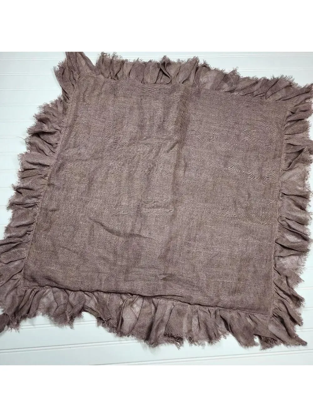 Wamsutta 100% Linen Fringe Pillow Cover Neutral Brown Mauve Farmhouse 20x20